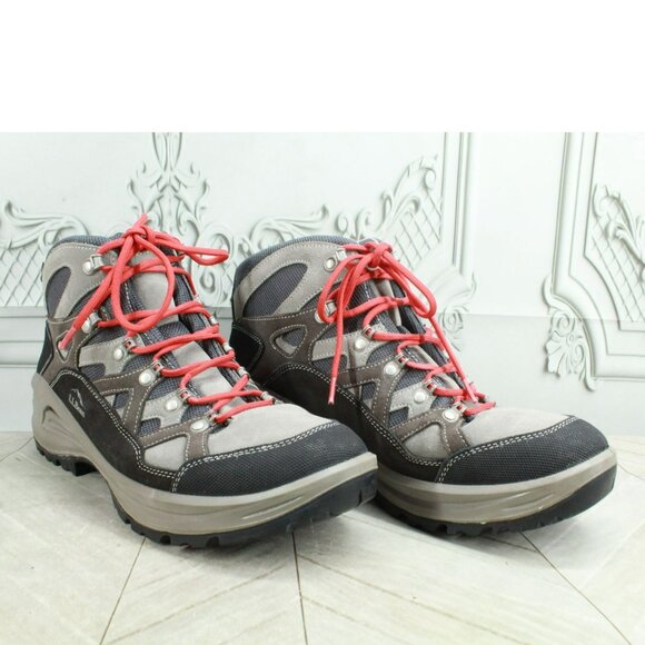 LL Bean Gray Leather Lace Up Gore-Tex Vibram Sole Hiking Boots Size 11.5 M - Picture 2 of 10